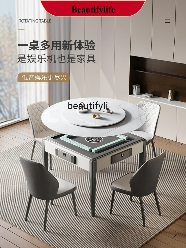 

Dining table mahjong machine fully automatic integrated folding rotating round table household solid mahjong table G1218