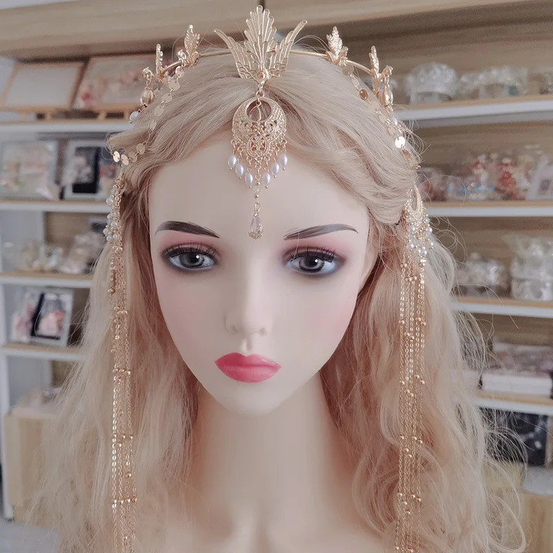 

Western Style Headdress Dunhuang Tassel Tuinga Angel Forehead Ornament Bana Exotic Photo Hair Accessories