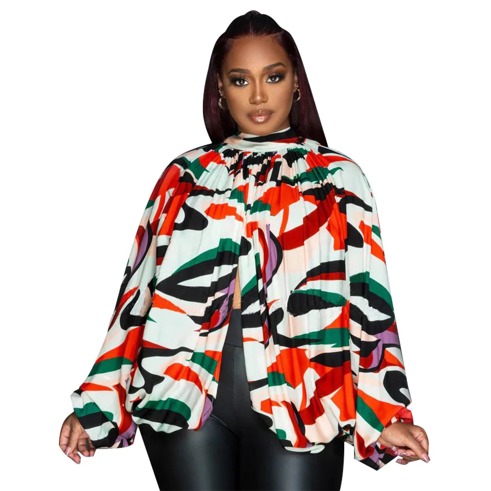 Dashiki African Clothes for Women Irregular Pleated Blouse Spring Summer Shirt Office Elegant Work Shirt Top African Clothing