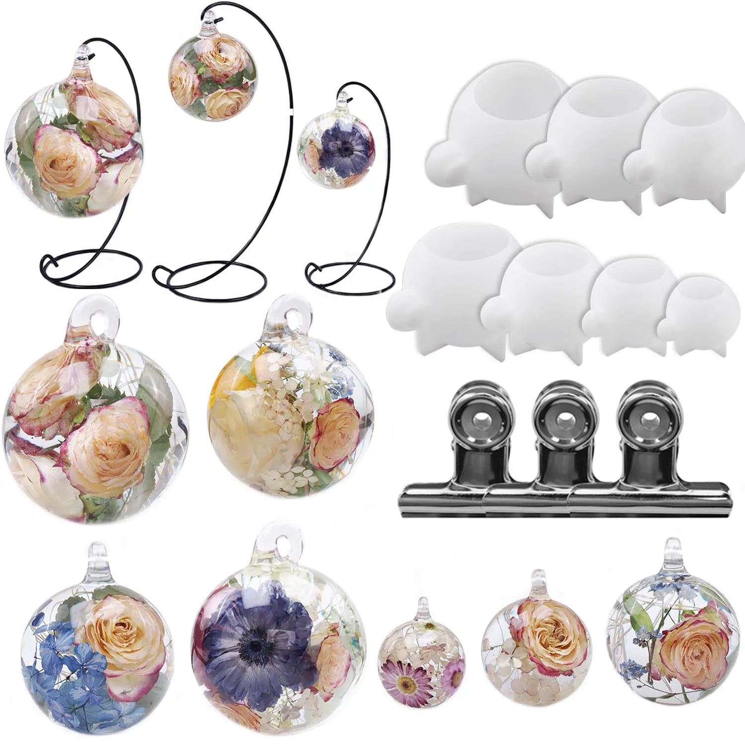 DIY Kristall Epoxidharz Kugel Form 3D Multi Größe Desktop Ornament Handwerk Machen Kit Perforierte Kugel Hängen Halterung Spiegel Si