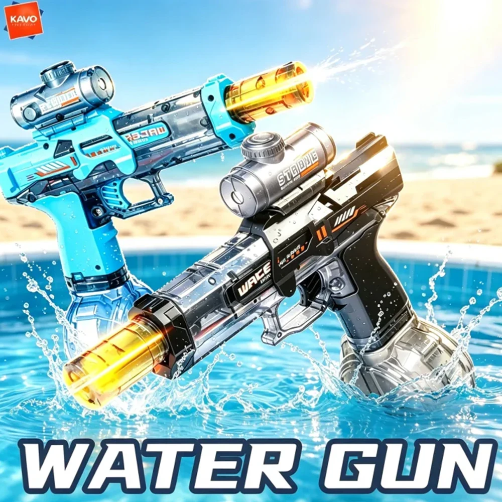 KAVOWORLD Automatic Electric Water Blaster Large Capacity Powerful Long Range Water Gun Summer Swimming Pool Beach for Kids