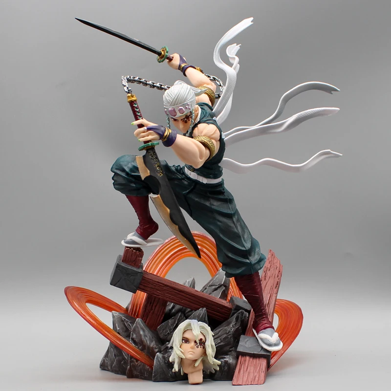 27cm Demon Slayer Uzui Tengen Figures 2 Heads Kimetsu No Yaiba Anime Figures Figurine Gk Pvc Statue Collectible Model Toys Gift