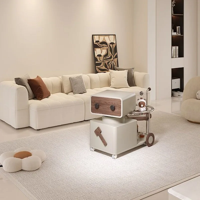 Italian Minimalist Style Trolley Sofa Edge Few Movable Living Room Creative Side Cabinet Cream Style