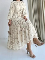 Robe arabe élégante à manches longues, florale, ample, pour femmes 1