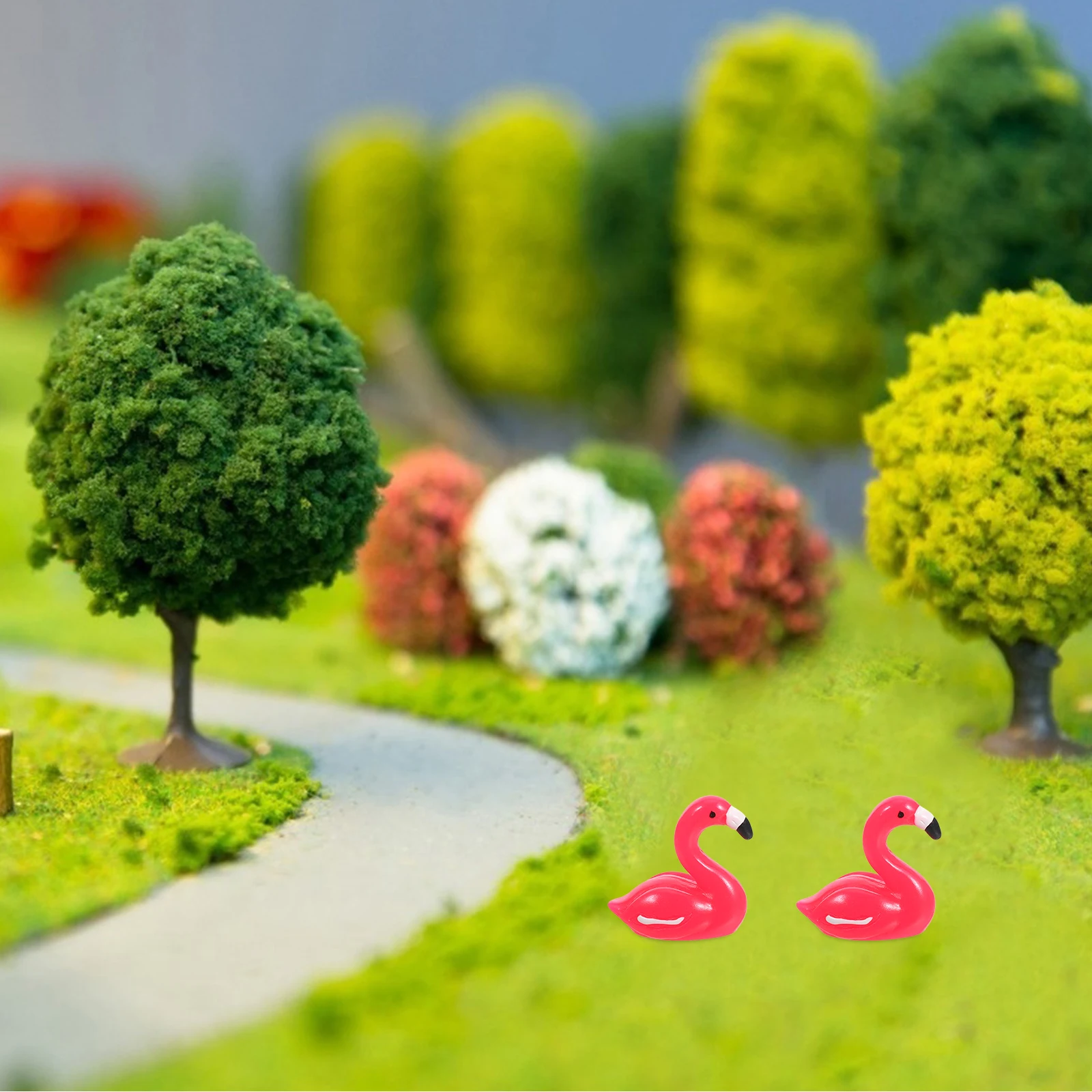 

100 Pcs Miniature Flamingo Statue Decor Resin Adornment Cake Toppers Potted Plant