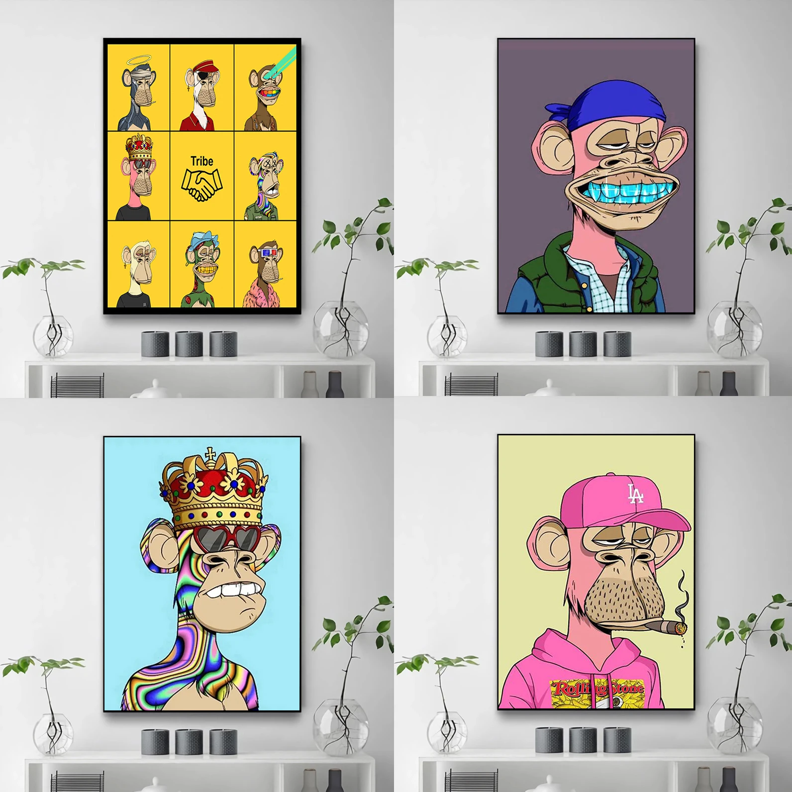 ملصق ديكور غرفة جمالي NFT-Monkey ، ديكور منزلي ، مطبوعات زخرفية للأفلام والتلفزيون ، لوحة جدارية ، ديكورات ملصقات قماشية #2