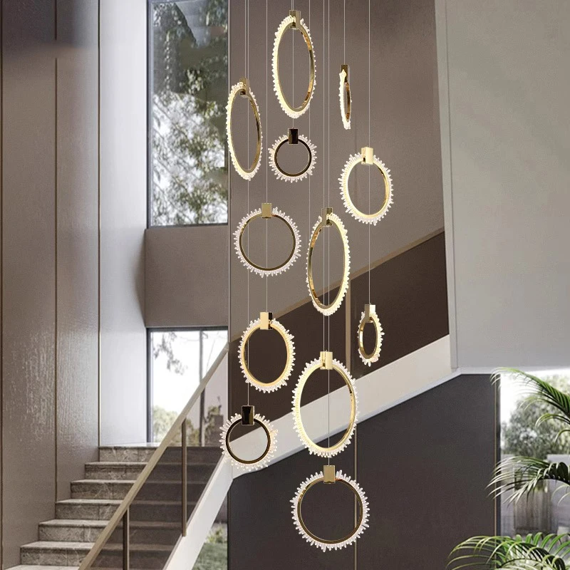 Imagem -04 - Modern Crystal Chandelier For Home Decoration Stair Pendant Lamp Living Room Pendant Lights Iluminação Interior