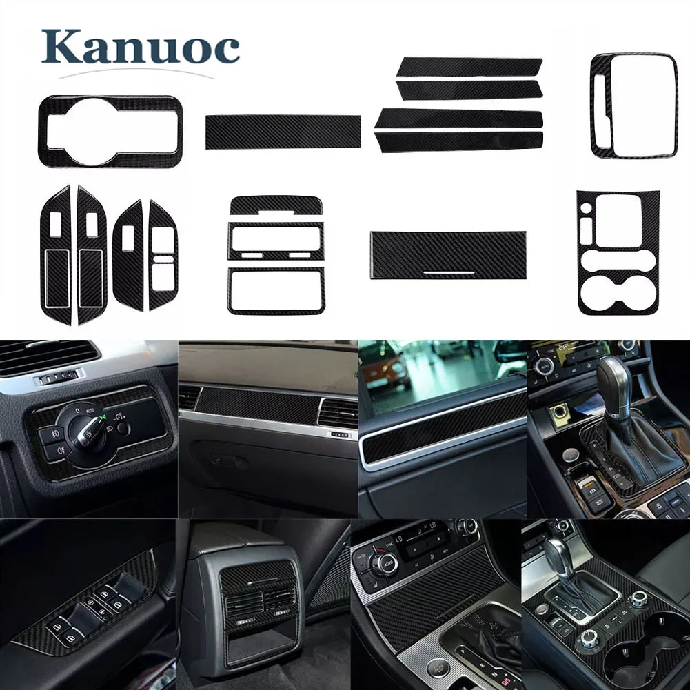 18pcs/set For Volkswagen Touareg 7P 2011-2018 Interior Stickers Car Window Lifting Gear Shift Panel Trim Decortion Accessories