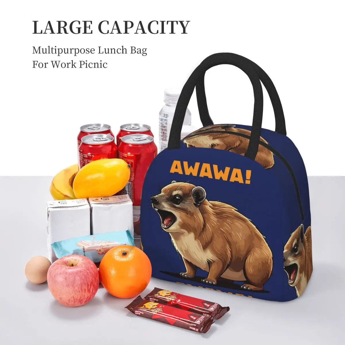 Rock Hyrax Lover Awawa Groundhog Dassi Lunchtaschen, isolierte Bento-Box, Lunchtasche, Picknicktaschen, Kühltasche für Damen und Kinder, Reisen