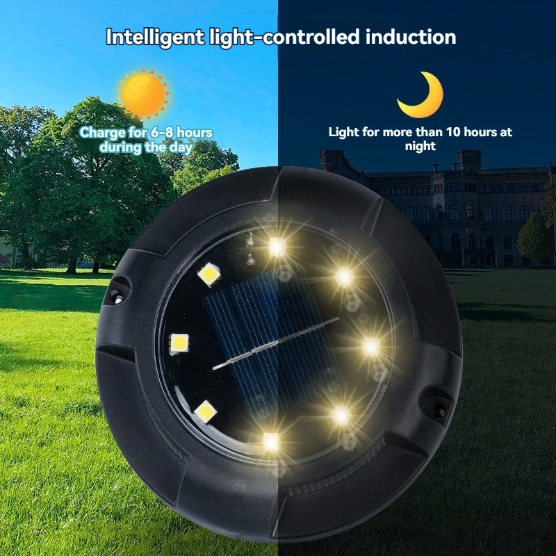 Czarna skorupa Zewnętrzne wodoodporne światło słoneczne 8 + 4LED Światło boczne Światło pokładowe Trawnik Ogród Ogród Zainstalowane światło