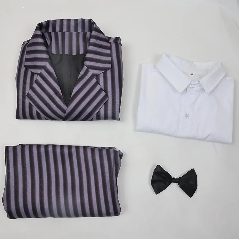 ゴメスアダムスコスプレアニメ Morticia 衣装ドレスハロウィンカーニバル衣装大人子供コートシャツパンツネクタイスーツパーティー制服