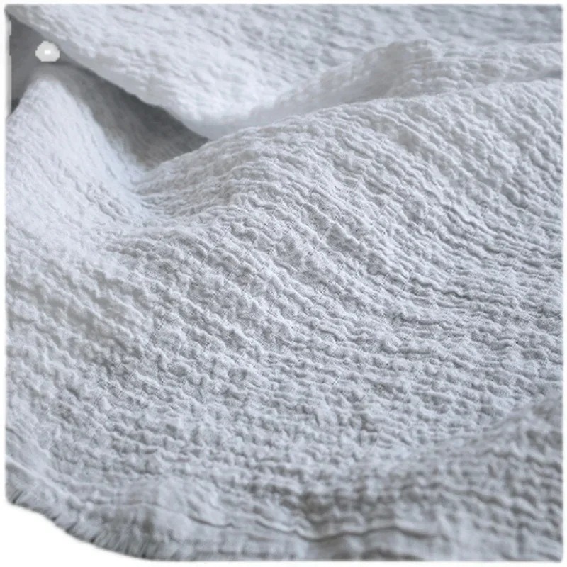 Japanese Three-dimensional Texture Irregular Pleats Black and White Blouse Skirt Textile Fabrics Designer Fabrics