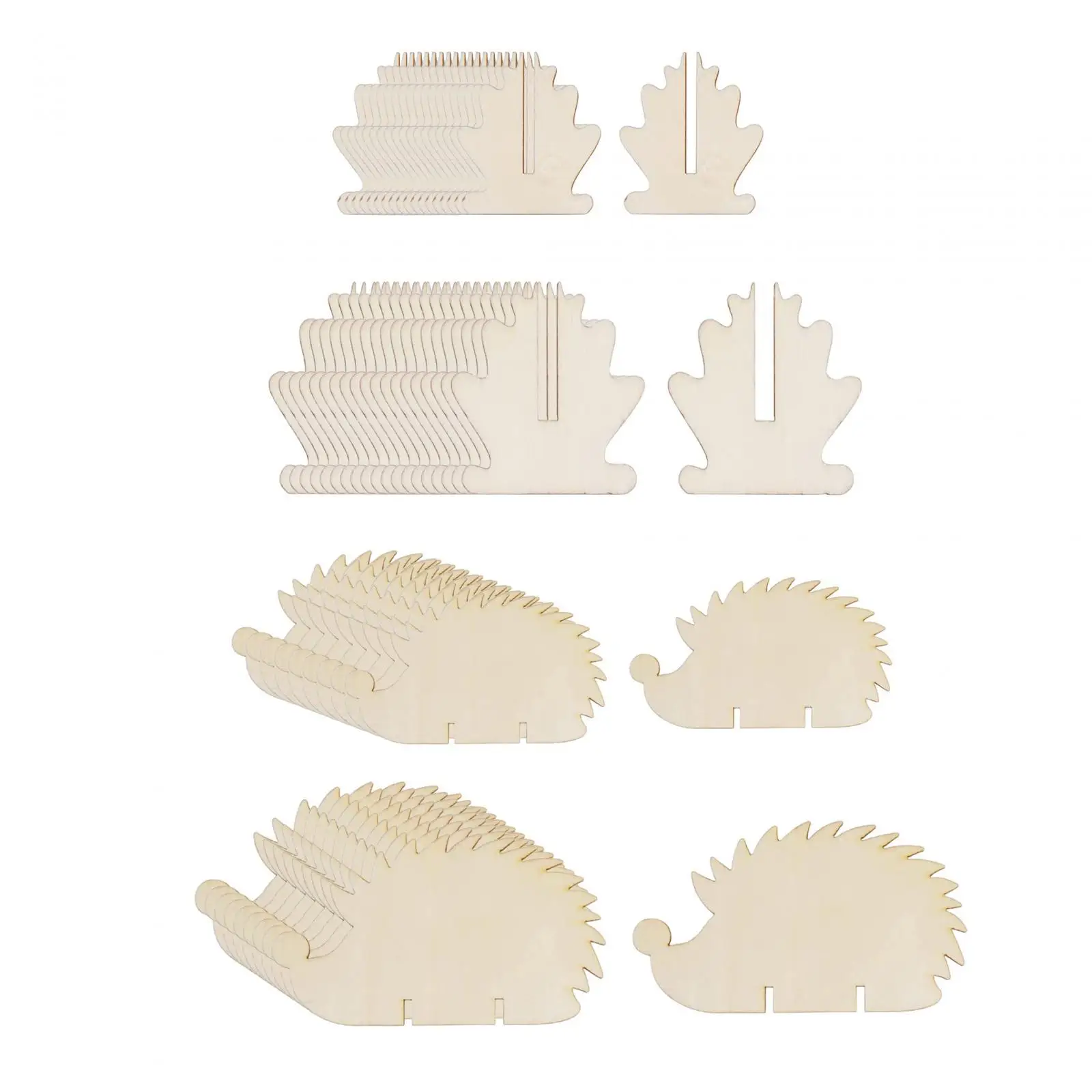 Set of 20 Hedgehog Wooden Cutouts, Unpainted Wood Slices, Blank Hedgehog