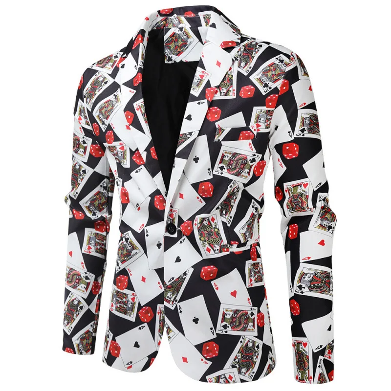 Spring and Autumn Newest Men's Casual Wear Blazer Coat and Pants, Vests Fashionable Digital Printed One Button Suit