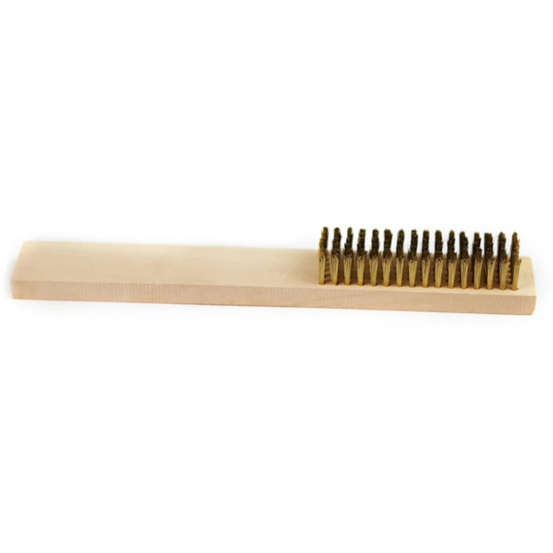 Wire Brush for Cleaning Rust Removal Plated Bristles with Wood Handle Grip for Dirt & Paint Scrubbing Removing 40JE