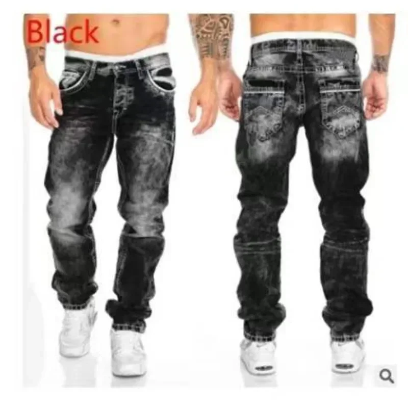 Men Jeans Fashion Designer Denim Blue Pants for Male AD Men's Trousers Button Fly Jeans Men