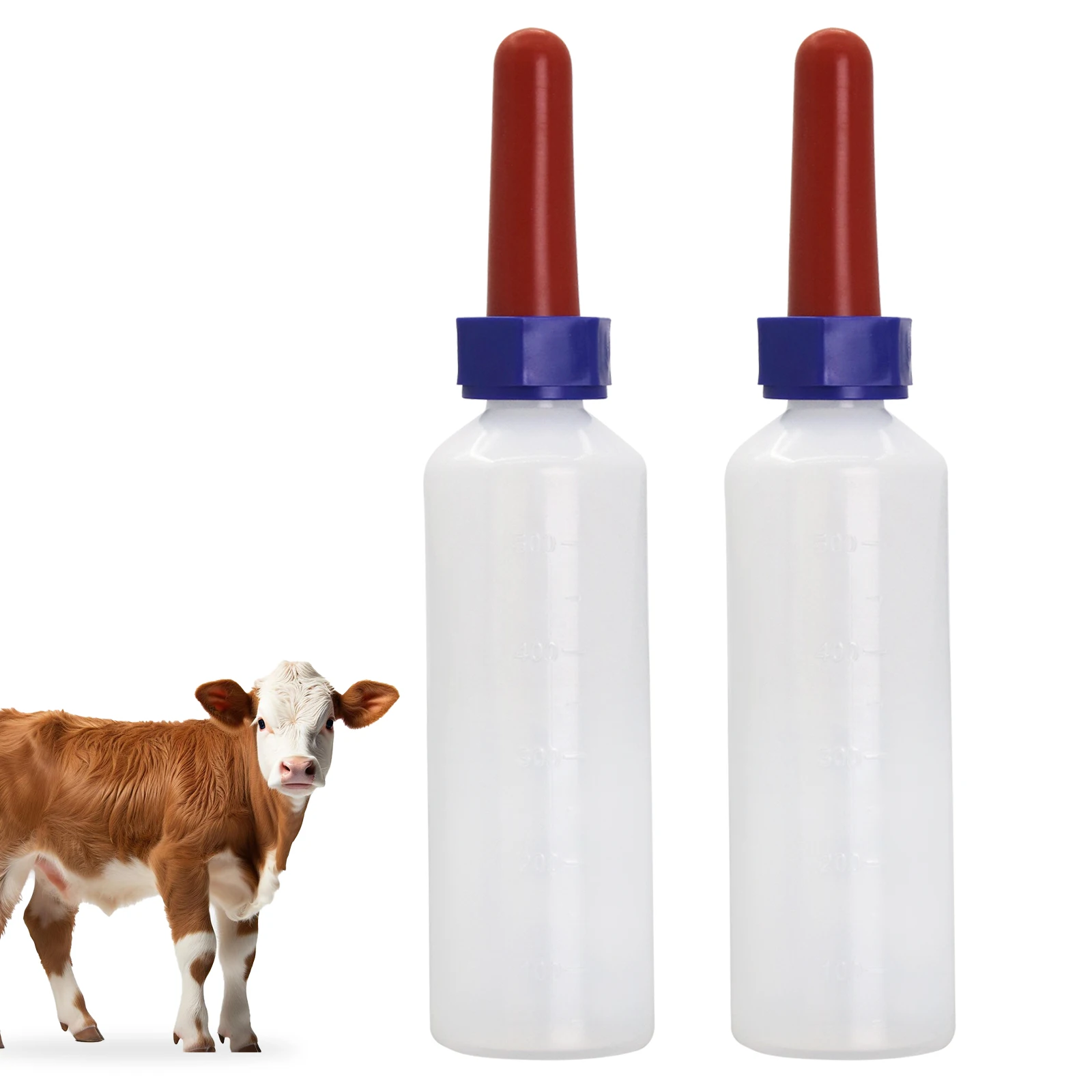 1/2 Uds 500ml/1000ml botella de oveja cordero biberón de cerdito de pantorrilla biberón alimentador de leche de becerro con tetina alimentación de animales de granja