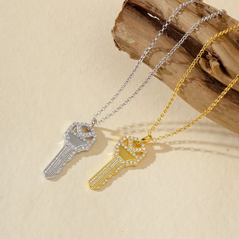

Женское ожерелье из чистого серебра S925, позолоченный циркон, ключ, популярные в Европе и Америке модные украшения, аксессуары для вечеринок