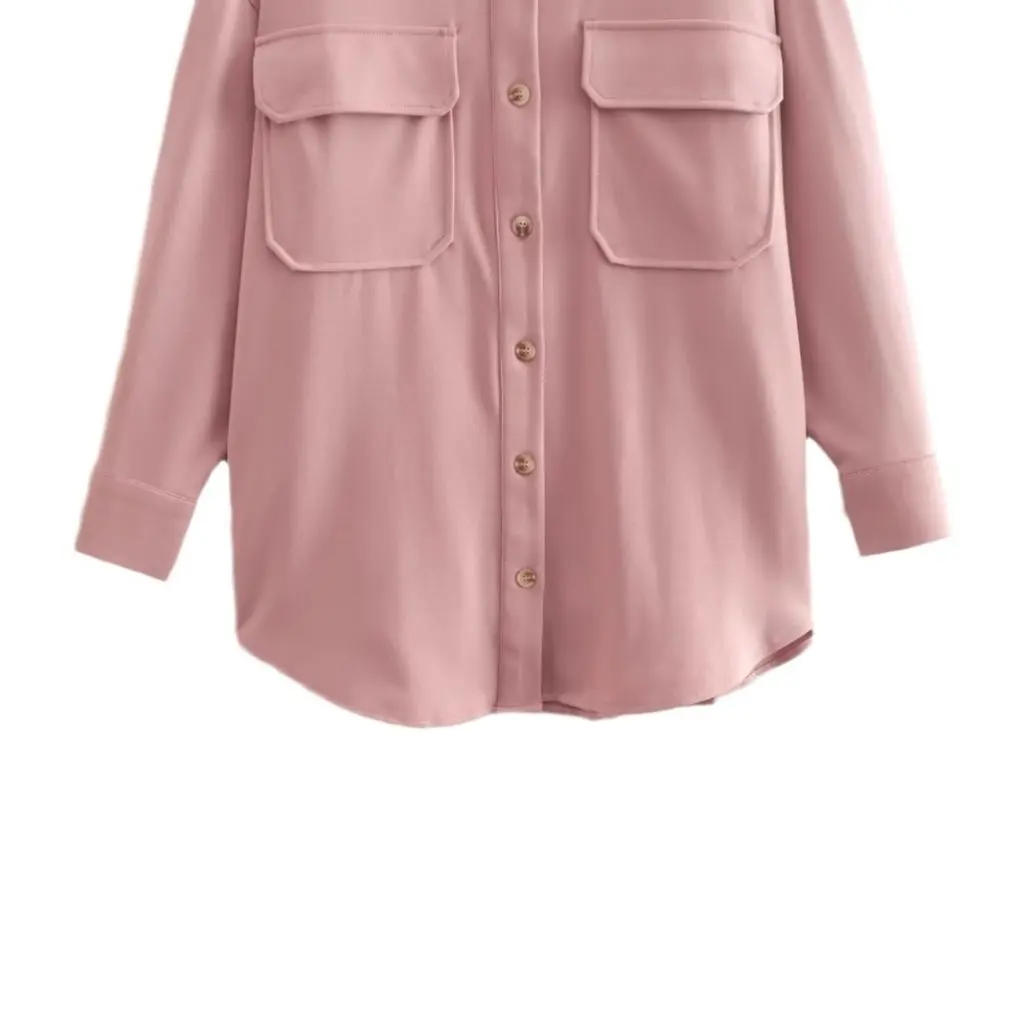 

Women's Loose Solid Color Pocket Decorative Coat New Fashion European And American Style Outerwear