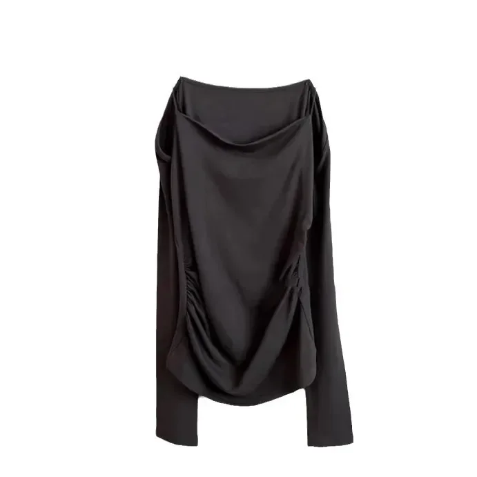 Dongdaemun Korea New Style Pure Desire Sexy Off-The-Shoulder Zweiteiler Illusionslims Damen Langarm-T-Shirt Vielseitig Smoot