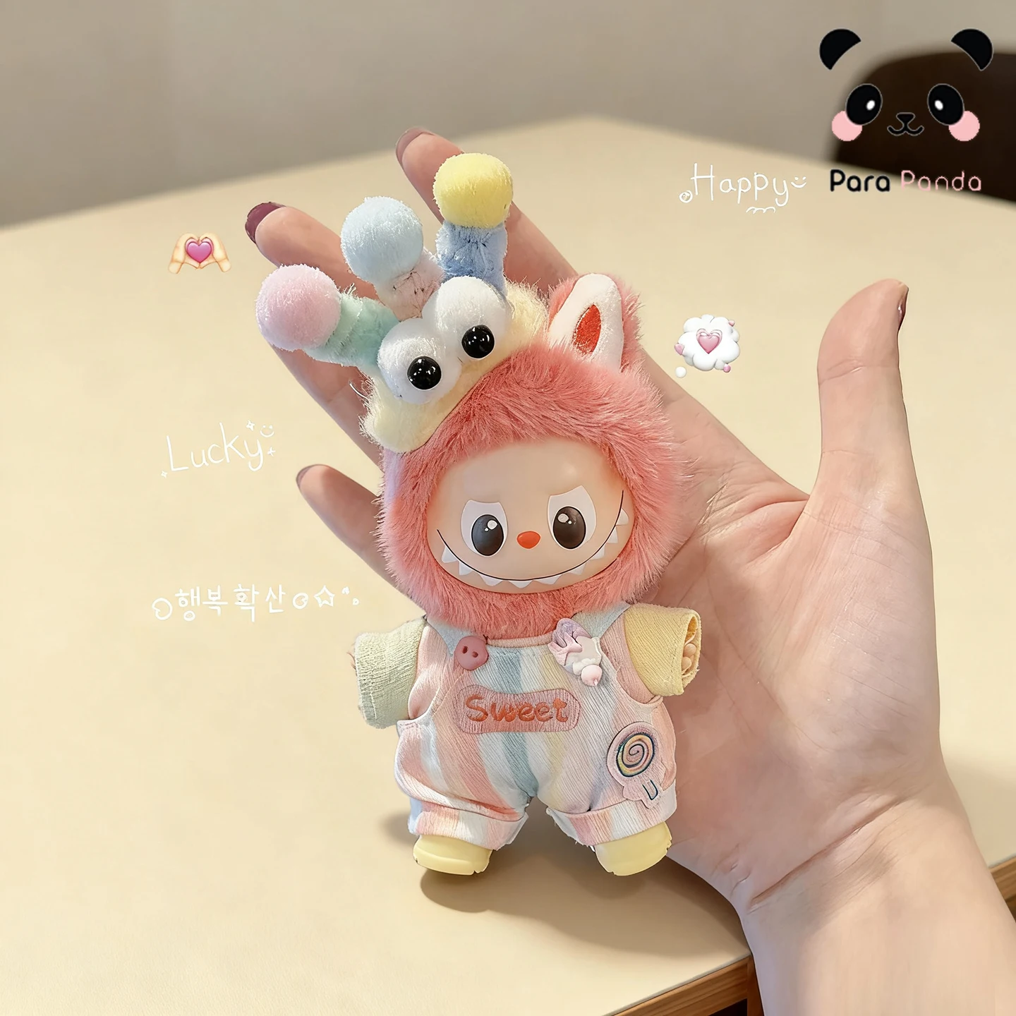 

Doll Clothes Dopamine Caterpillar Outfit Plush Costume Set for Labubu 4.0 Mini Heart Password Series for 10cm Mini Vinyl Doll