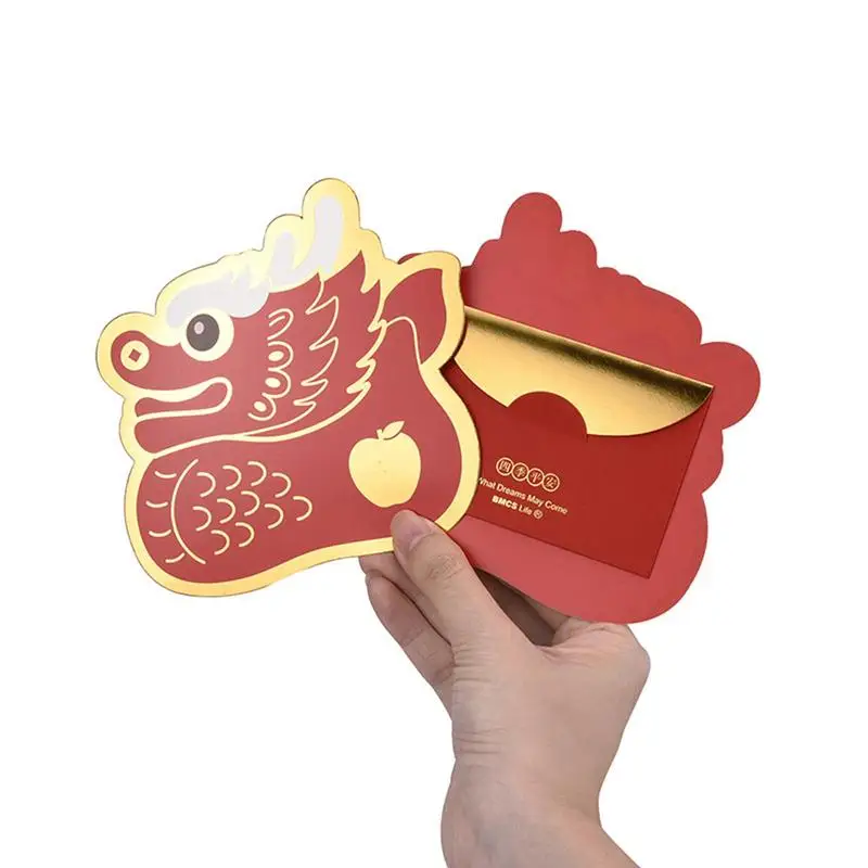 6Pcs 2024 Spring Festival Red Envelopes The Year Of Dragon Chinese New Year Lucky Money Bag Red Packets Lunar Year Decor