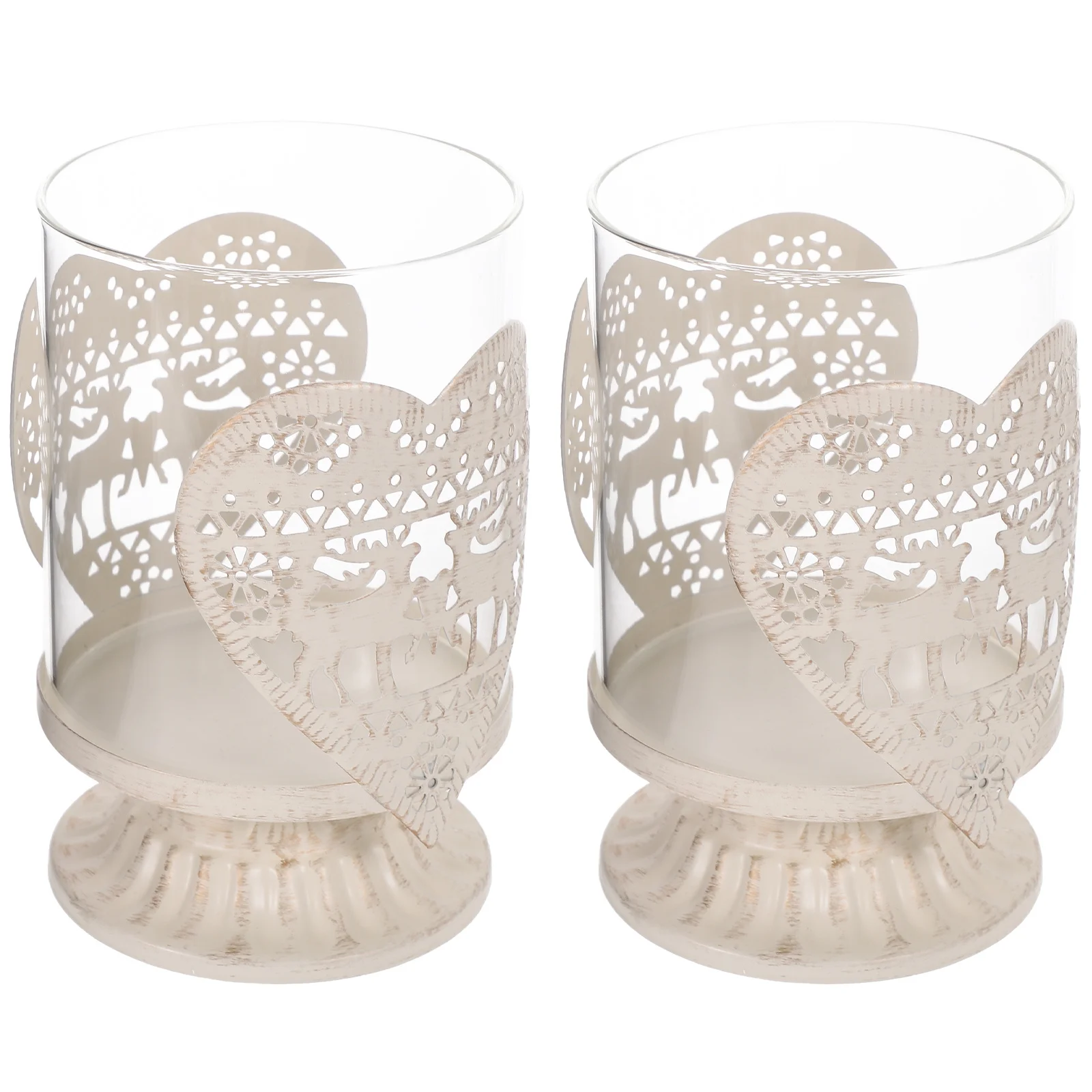 

2Pcs Heart Style Decorative Holder Delicate Candlestick Desktop Tabletop Party Home Decor Dining Table Xmas Stand