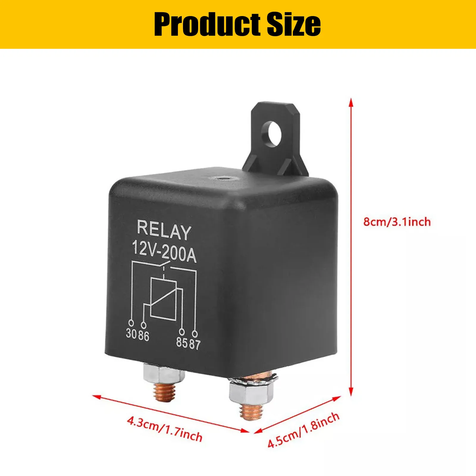 12V 200 Amp Heavy Duty Split Charge Winch Relay 4 Terminal High Current Load Duty Starter For Automotive Car Truck RV Camper SUV