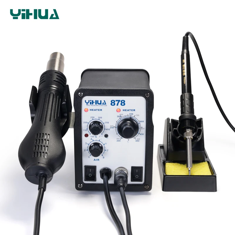 Lead Free Hot Air Soldering Station Repairing Mobile Phone Weldering Soldering Iron Station Welding Tool YIHUA 878