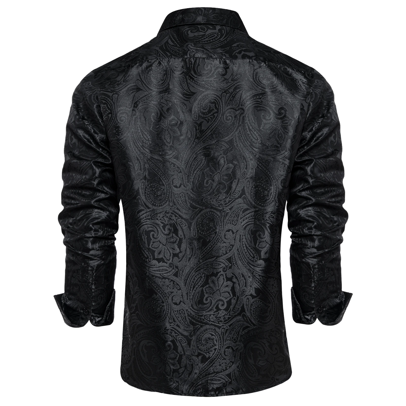 Black Paisley Solid Men shirt Luxury Wedding Prom Long Sleeve Dress Shirts Blouse Green Blue Red Brand Men Clothing DiBanGu