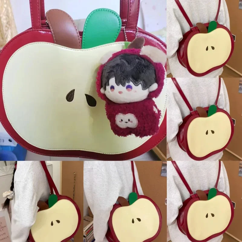 

Apple Backpacks PU Y2K Red Itabag Kawaii Versatile Pear Shoulder Bag Large Capacity Student Contrast Zipper Back To School Bag