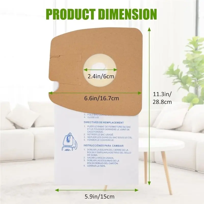 A38T 8pcs Style MM Vacuum Bags for Eureka Mighty for Mite 3670 3680 Series, Replaces 60295 Multi-Layer Dust Bags for Canister