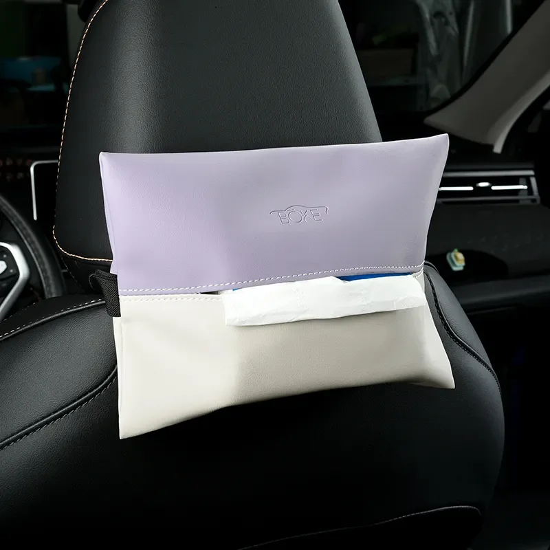 Premium Soft Napa Leather Car Tissue Box, Premium Seat Back, Armrest Box, Visor Tissue Box, Suitable for Cars and Homes