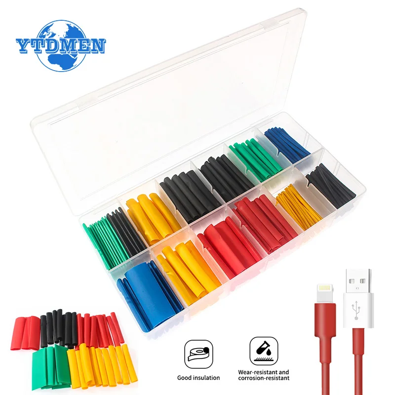 280-560 قطعة أنابيب الانكماش الحراري أنبوب مقاوم للحرارة قابلة للانكماش للكابلات وتغليف الانكماش لتقوم بها بنفسك عدة إلكترونية 2:1