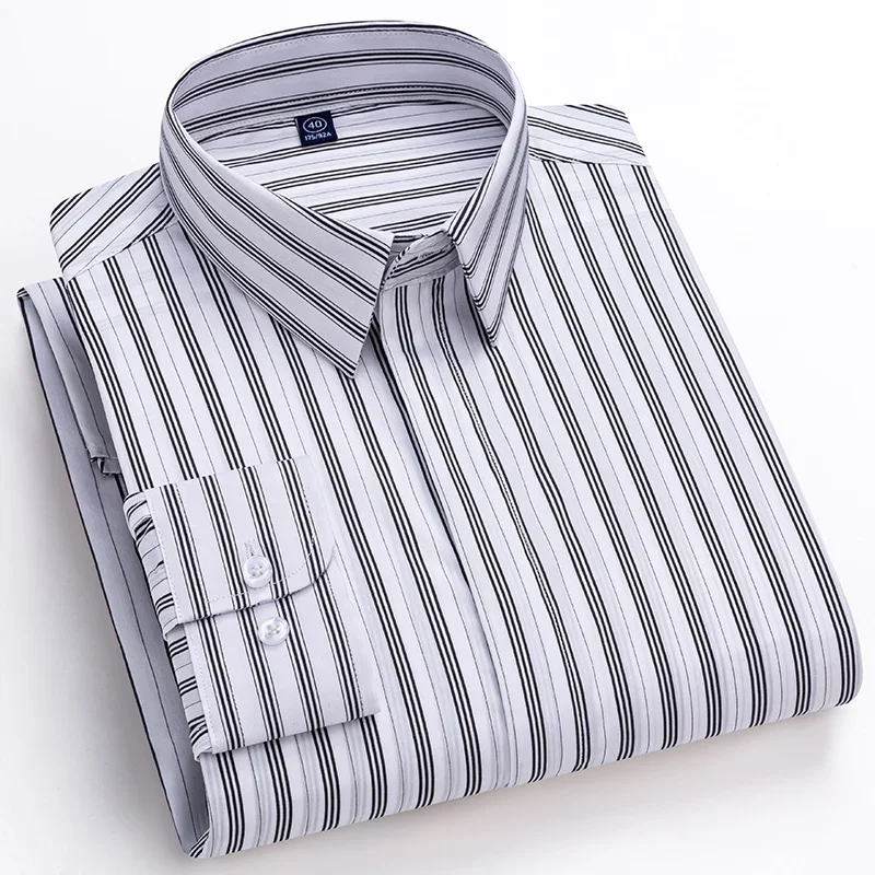 New in shirt Hight qulity 95%cotton long sleeve shirts for men slim fit formal plain shirt soft office business striped clothes