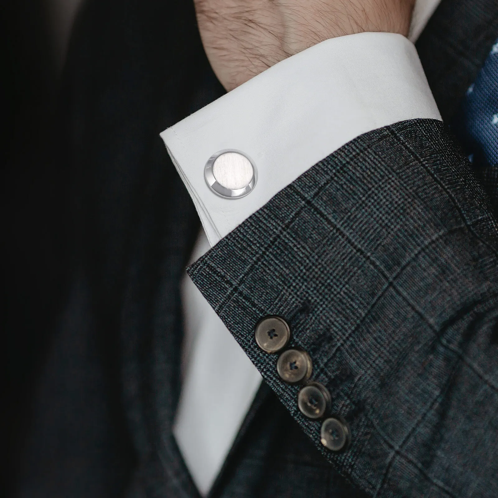Vnox Free Custom Name Cufflinks Gift for Men Dad,Matte Surface Stainless Steel Shirt Cuff Links,High End Gentle Fathers Day Gift