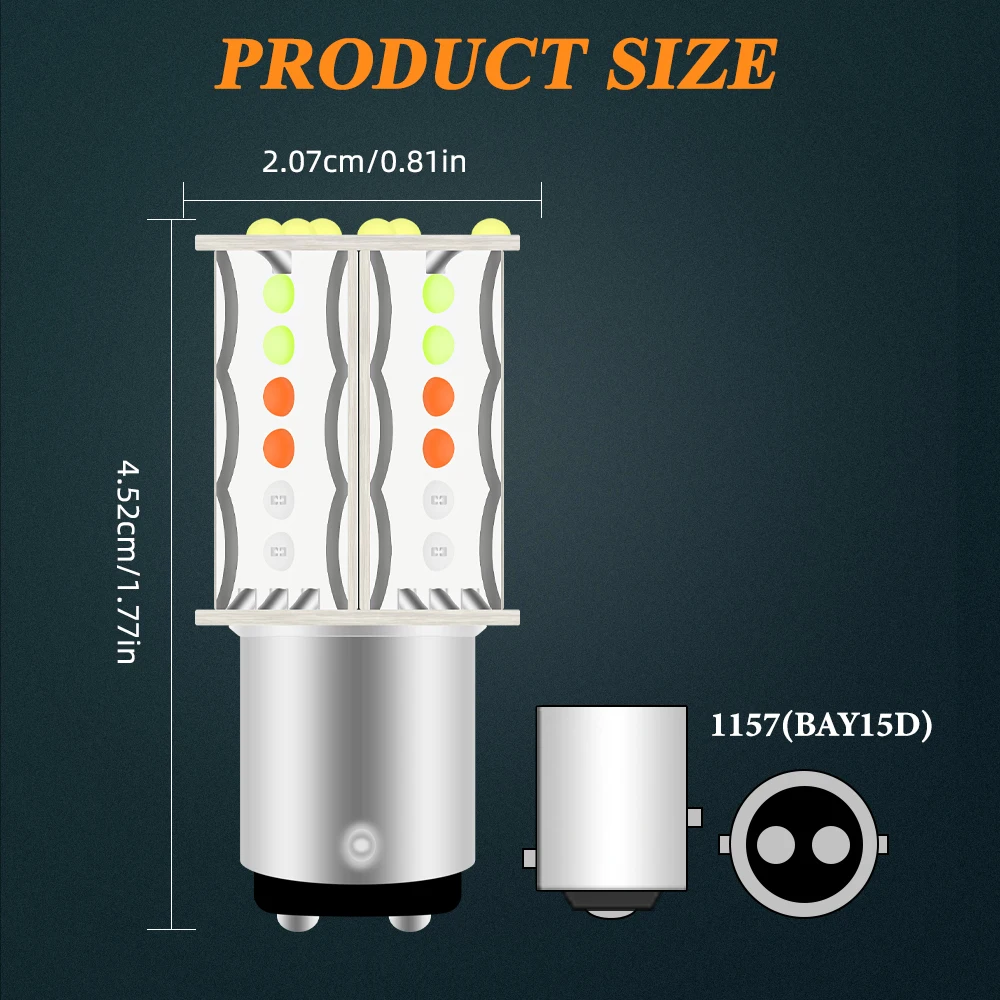 2PCS 1157 BAY15D LED Bulb COB 30MD Car Motorcycle Tail Brake Parking Brake Turn Signal Lights Water Flowing Strobe Flash Light