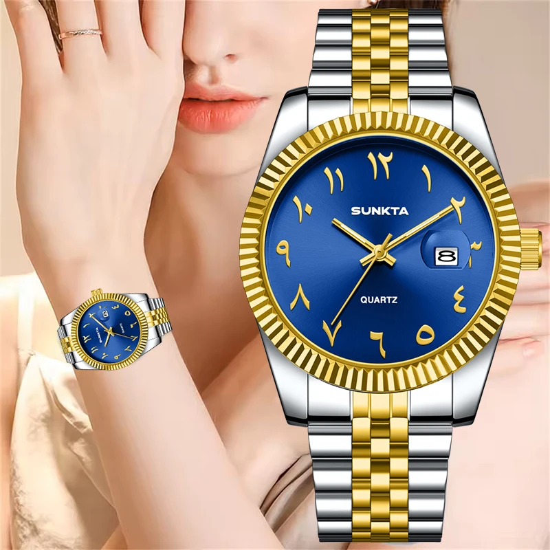 SUNKTA العلامة التجارية الفاخرة المرأة كوارتز ساعة اليد بسيطة أنيقة الأرقام العربية مقاوم للماء ساعة مضيئة للنساء Reloj Mujer #6