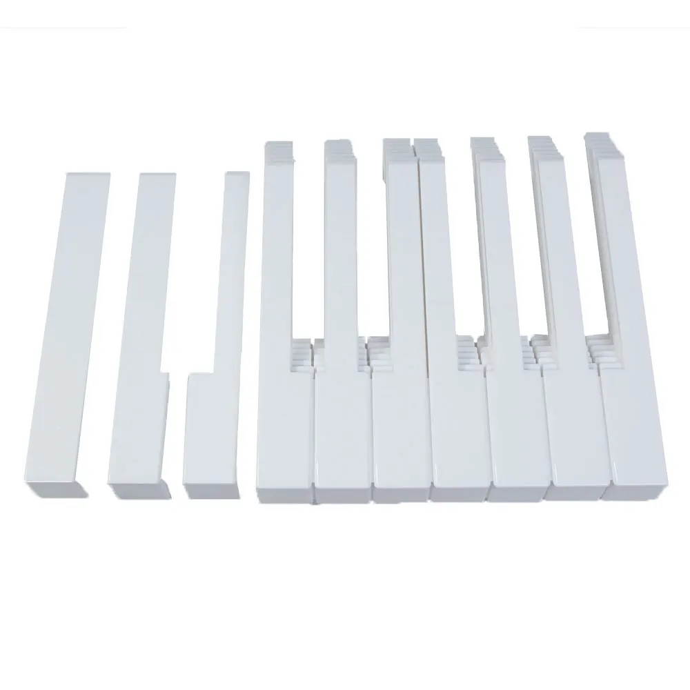 52pcs Piano Keytops Kit White ABS Plastic Piano Repair Key Set with Fronts Professional Replacement Keyboard Instrument Parts