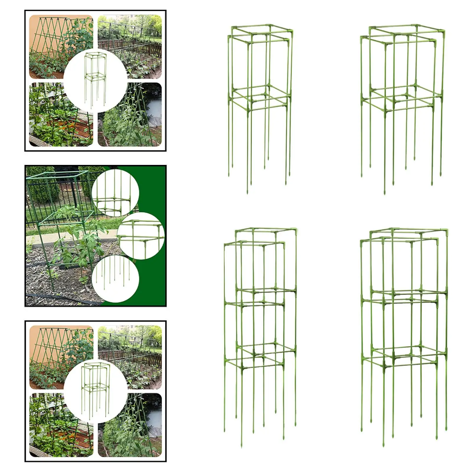 

2 шт. квадратных опор для томатных растений, устойчивых к непогоде, с усиленной конструкцией, прочные, многофункциональные, из стекловолокна.