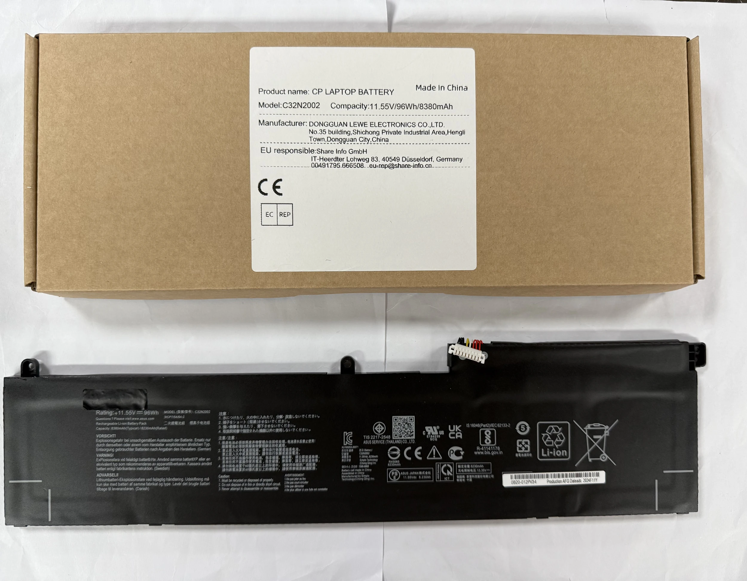 

Laptop Battery C32N2002 0B200-03770000 For ZenBook Pro 15 OLED UM535 UM535Q UM535QE UM535QA UM535QH UX535 UX535L UX535LI 96WH