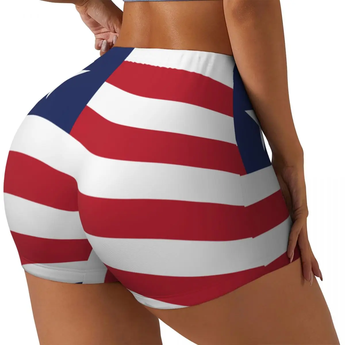 

Sexy Tight Hip Sports Shorts Liberia Flag Fitness Women's Comfortable Yoga Shorts