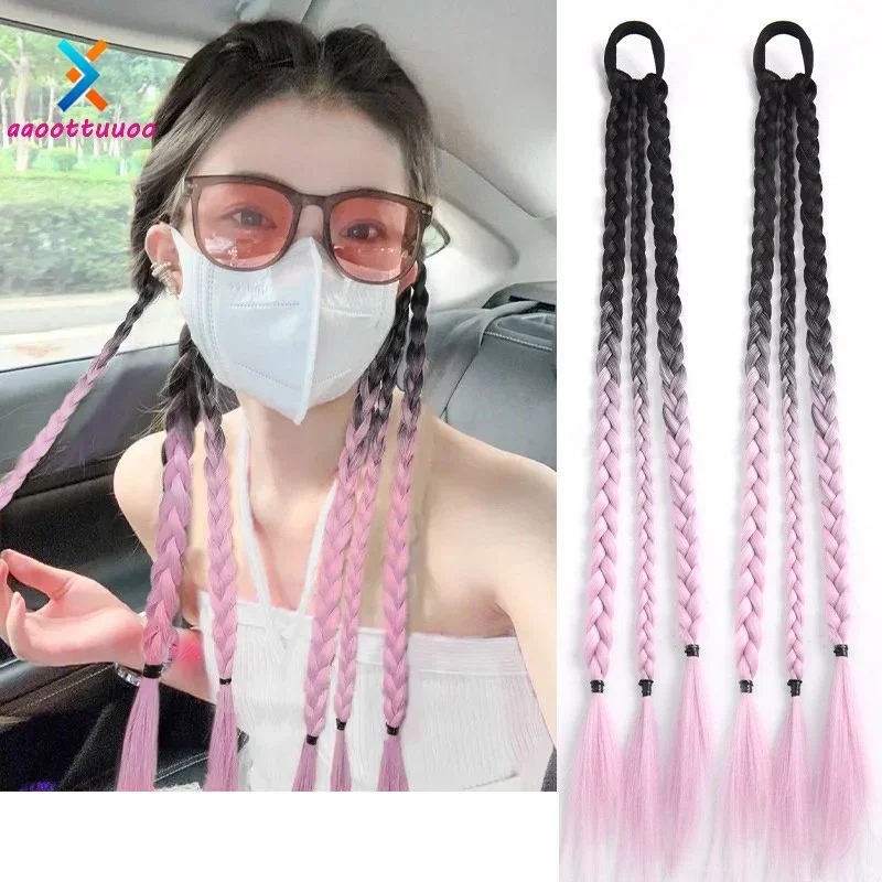 

synthetic wig INS Y2K Gradient Color Twist Braid Wigs Sweet Cool Girl Dreadlocks Street Boxing Fake Hair Accessories