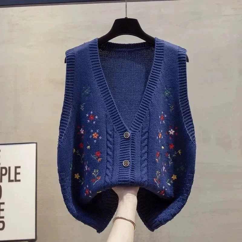 2026 New Cardigan Knitwear Sleeveless Lady Outwear Retro Style Waistcoat Women Knit Jacket Autumn Winter Sweater Vest Female Top