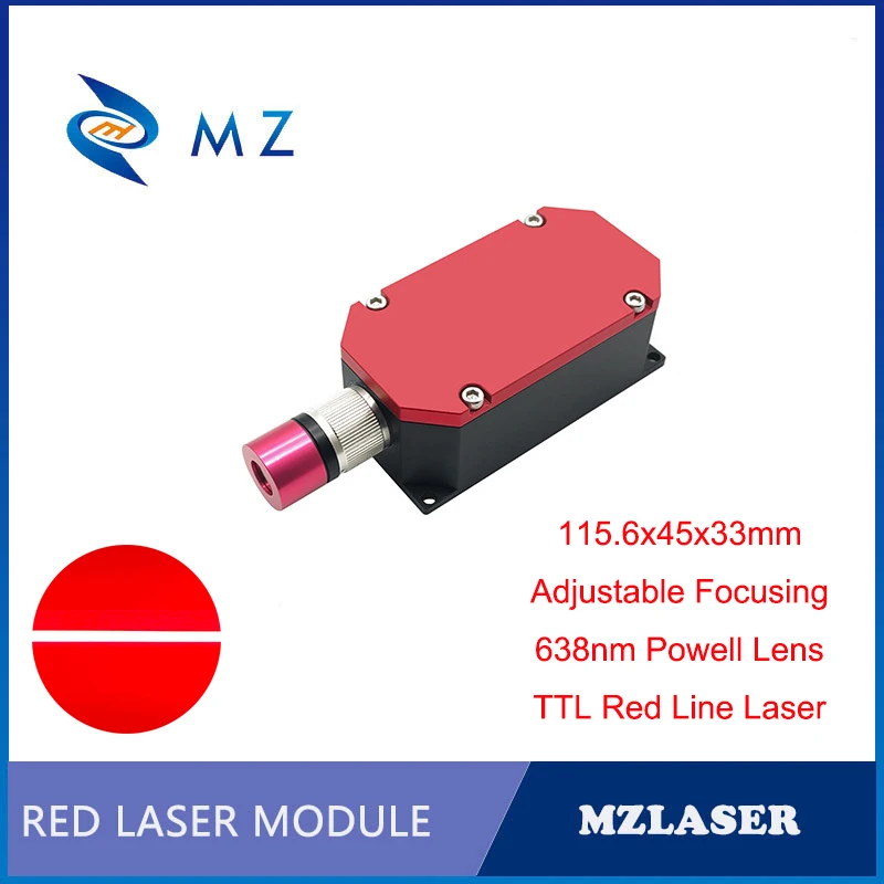 TTL PWM Powell Lens Red Line Laser Diode Model High Stability Adjustable Focusing 638nm 1200mW 1.2W Long Life Laser Industrial