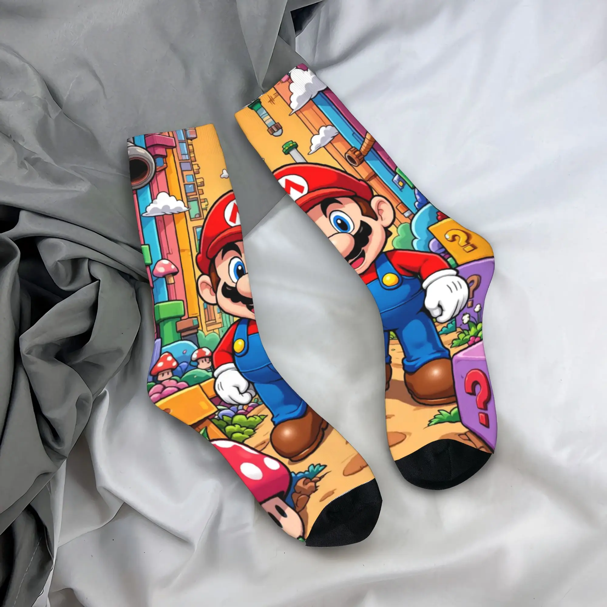 Marios Game Stockings  Design Novelty Socks Spring Anti Skid Socks Couple Outdoor Sports Soft Breathable Socks