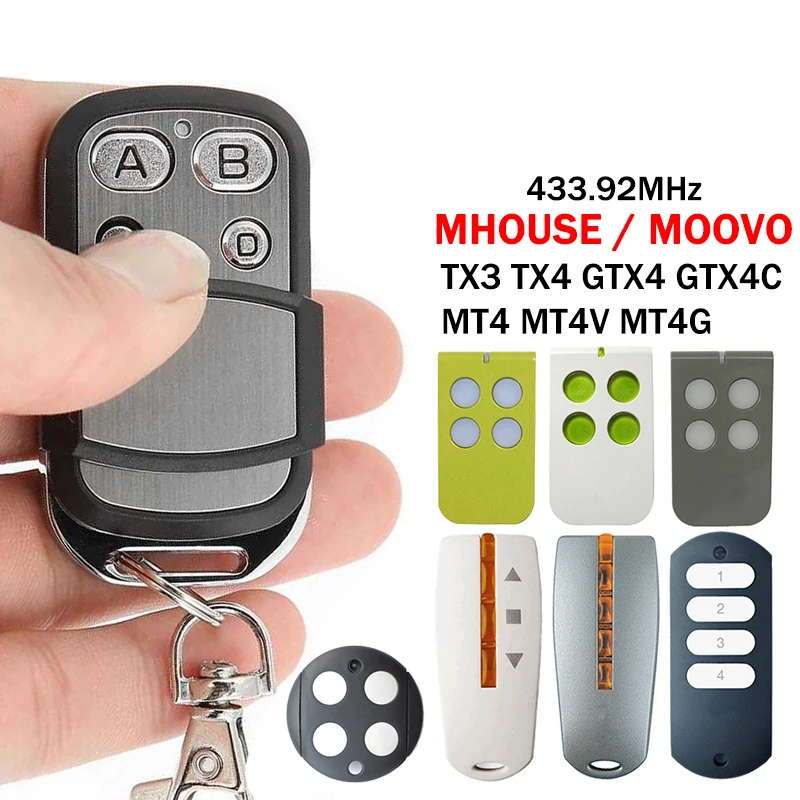 MHOUSE MOOVO TX3 TX4 GTX4 GTX4C MT4 MT4V MT4G Garage Remote Control Gate Opener 433MHz Garage Door Control Transmitter