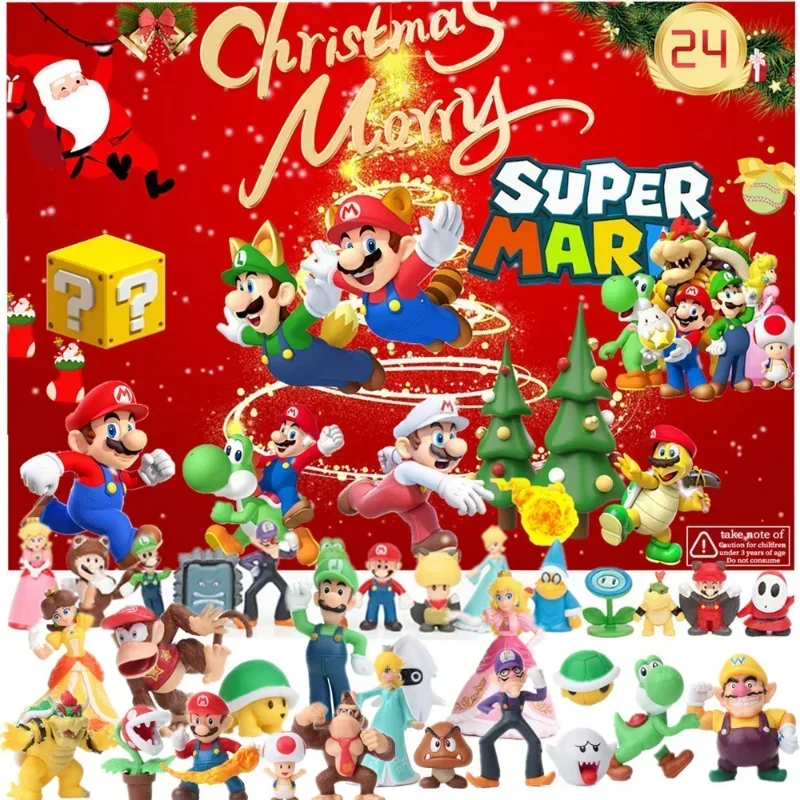 

Game Marios Bros Advent Calendar Box Anime Action Figure Dolls Ornaments 24 Day Christmas Calendar Children Birthday Toy Gift