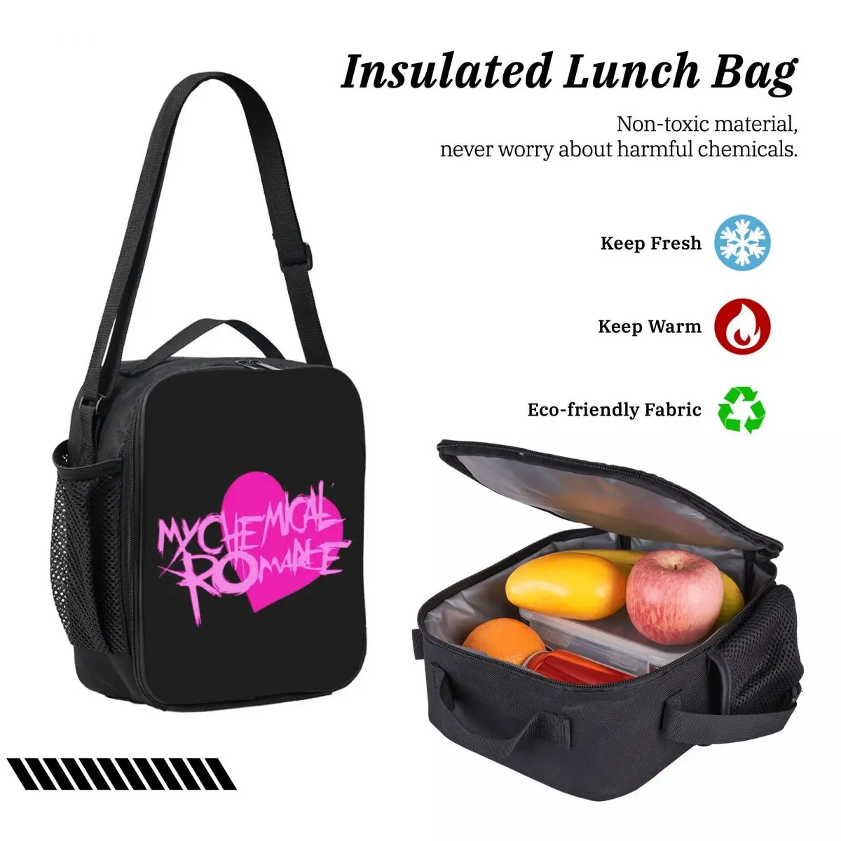Rock MCR My Chemical Romance Zaino Ragazzi Ragazze BookBag Borsa da scuola Borse a tracolla per computer Borsa da pranzo isolata 3ps Astuccio