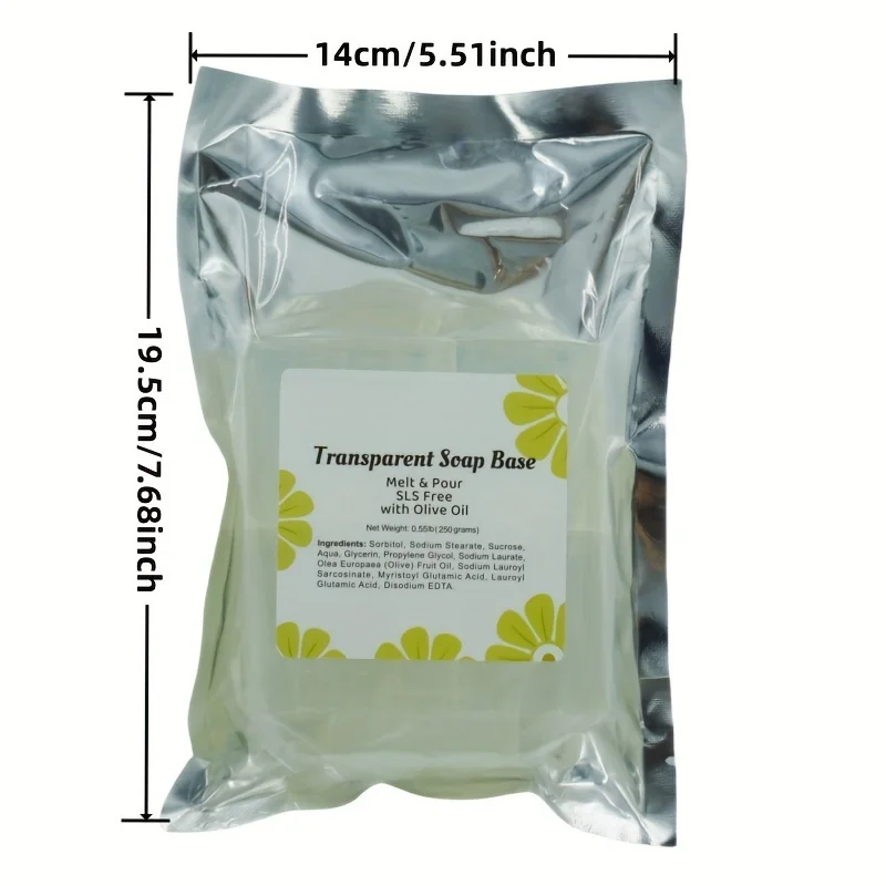 1 Bag 250g Glycerin Clear Soap Base for DIY Handmade Soap, SLS SLES Free, Unscented, Easy to Cut Melt and Pour Soap Base